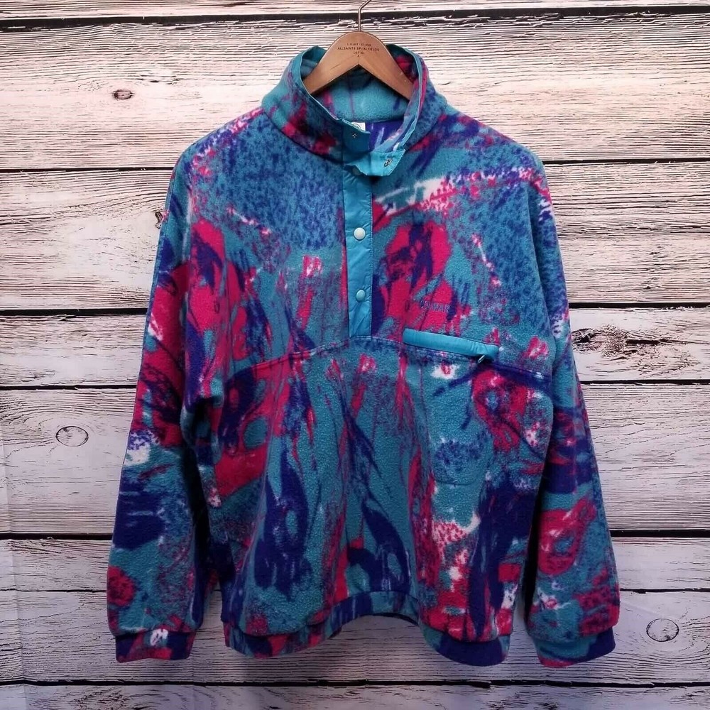 COLMAR Teal, Purple & Pink Abstract Fleece Pullover